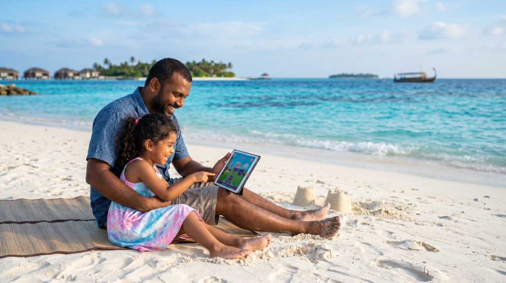 maldivian family beach