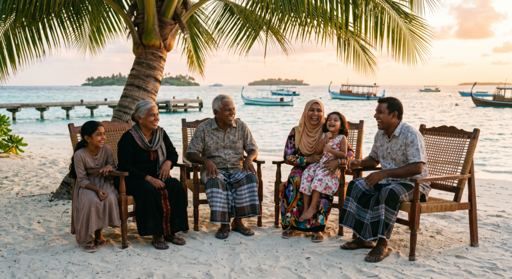 maldivian family golden hour